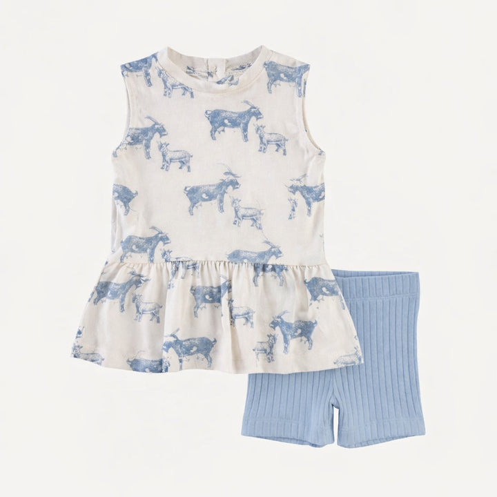 sleeveless kate top + bike short set | goats | organic cotton interlock