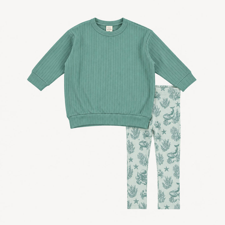 PREORDER oversized sweatshirt + legging set | wasabi | woods rib