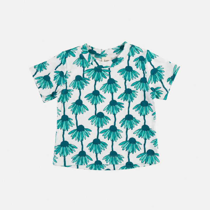 PREORDER short sleeve boxy tee | teal echinacea | bamboo