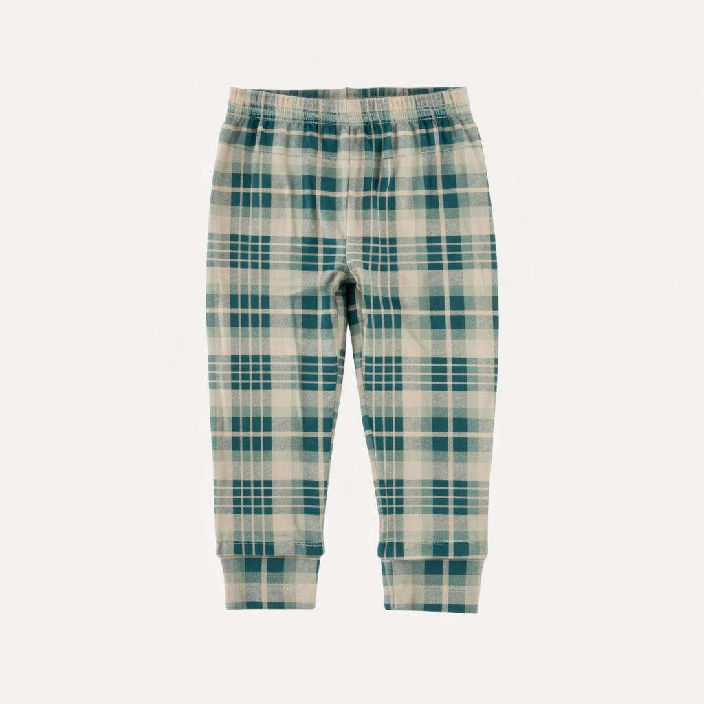 cuffed pocket jogger | balsam plaid | organic cotton jersey