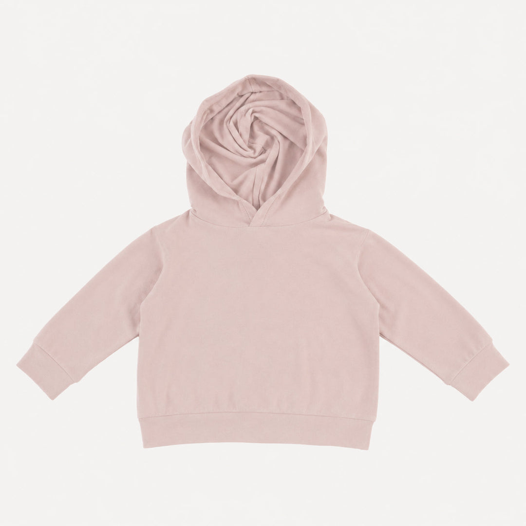 PREORDER long sleeve topstitch hoodie | rose smoke | bamboo