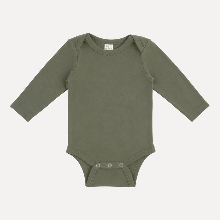 PREORDER long sleeve lap neck bodysuit | bronze green | organic cotton interlock