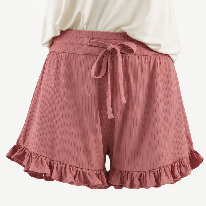 PREORDER womens ruffle short | dusty rose | woods rib