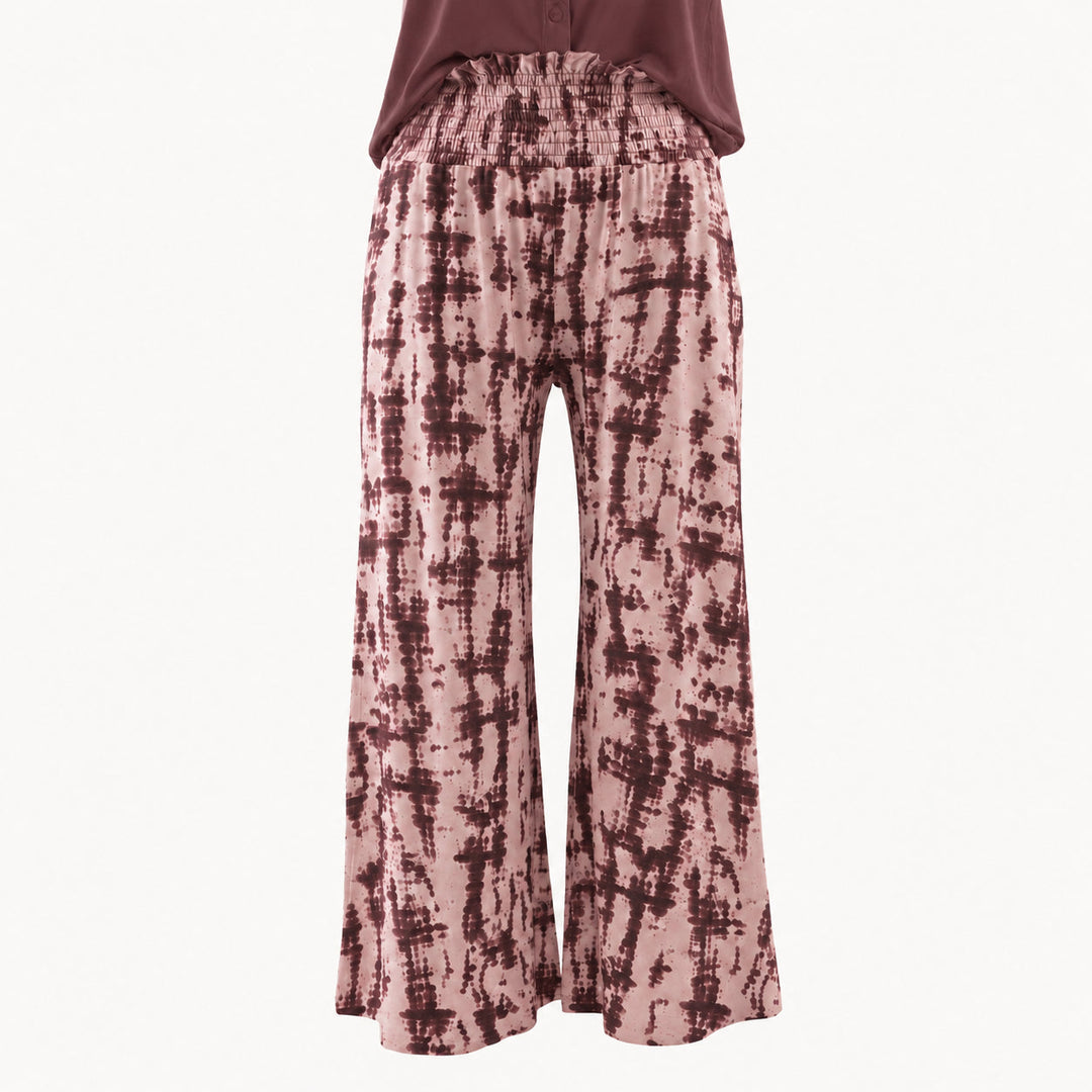 PREORDER womens shirred gaucho pant | tanzanite shibori | modal