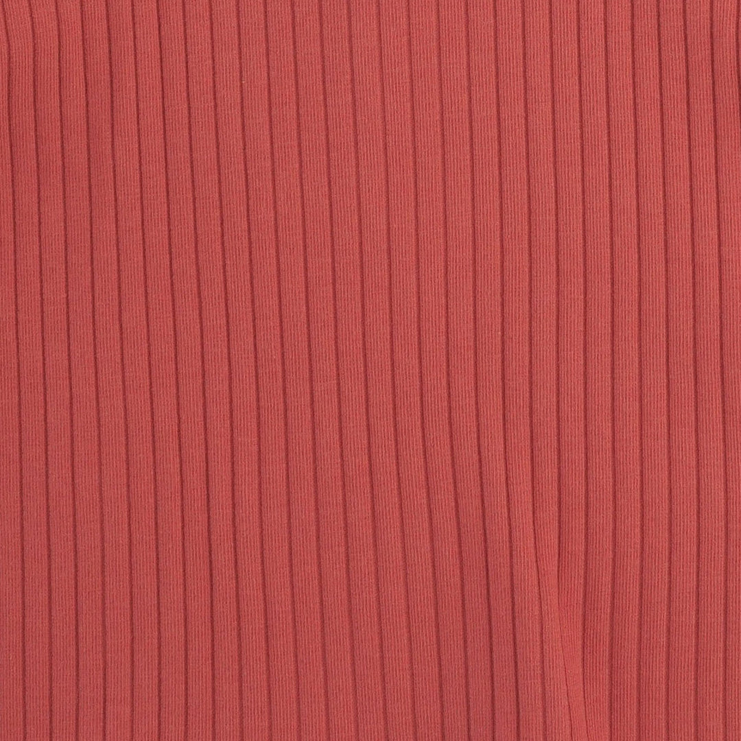 sleeveless ruffle bib henley top | earthen red | organic cotton wide rib