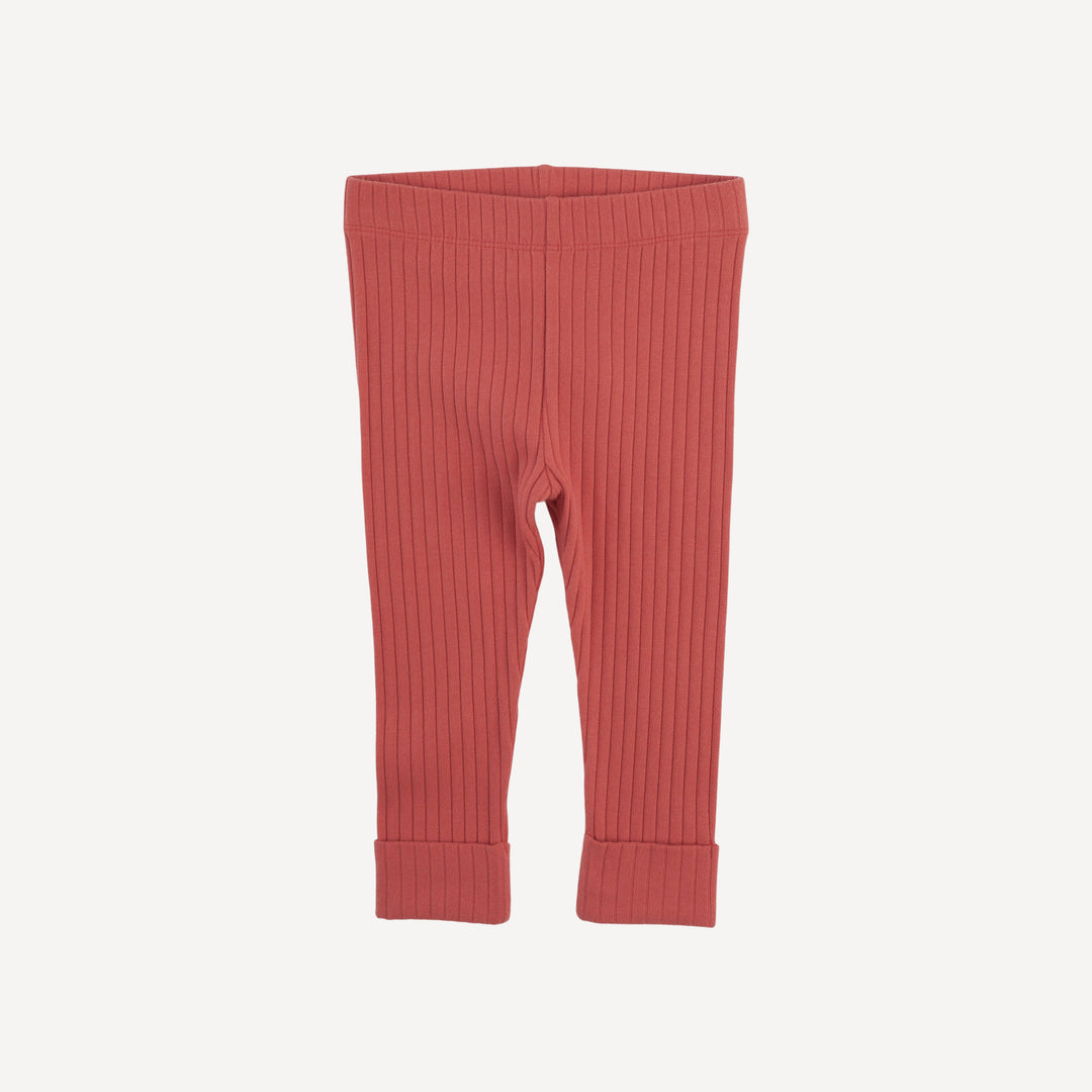 classic cuffed legging | earthen red | organic cotton wide rib