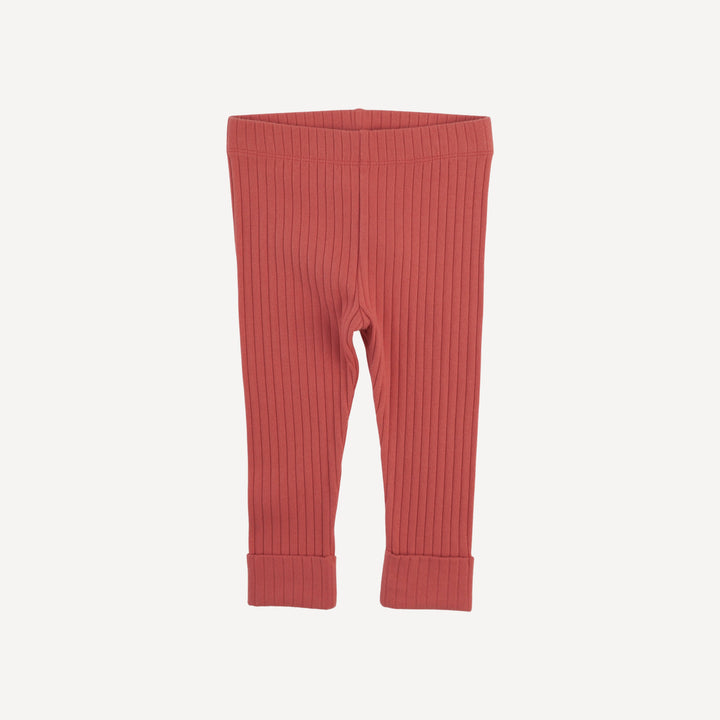 classic cuffed legging | earthen red | organic cotton wide rib