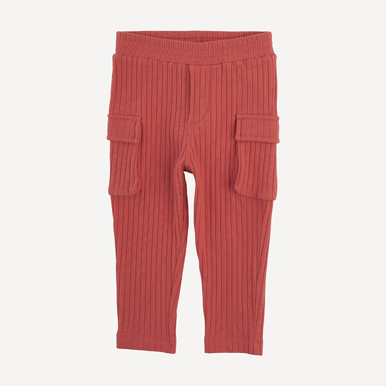 skinny cargo pant | earthen red | organic cotton wide rib