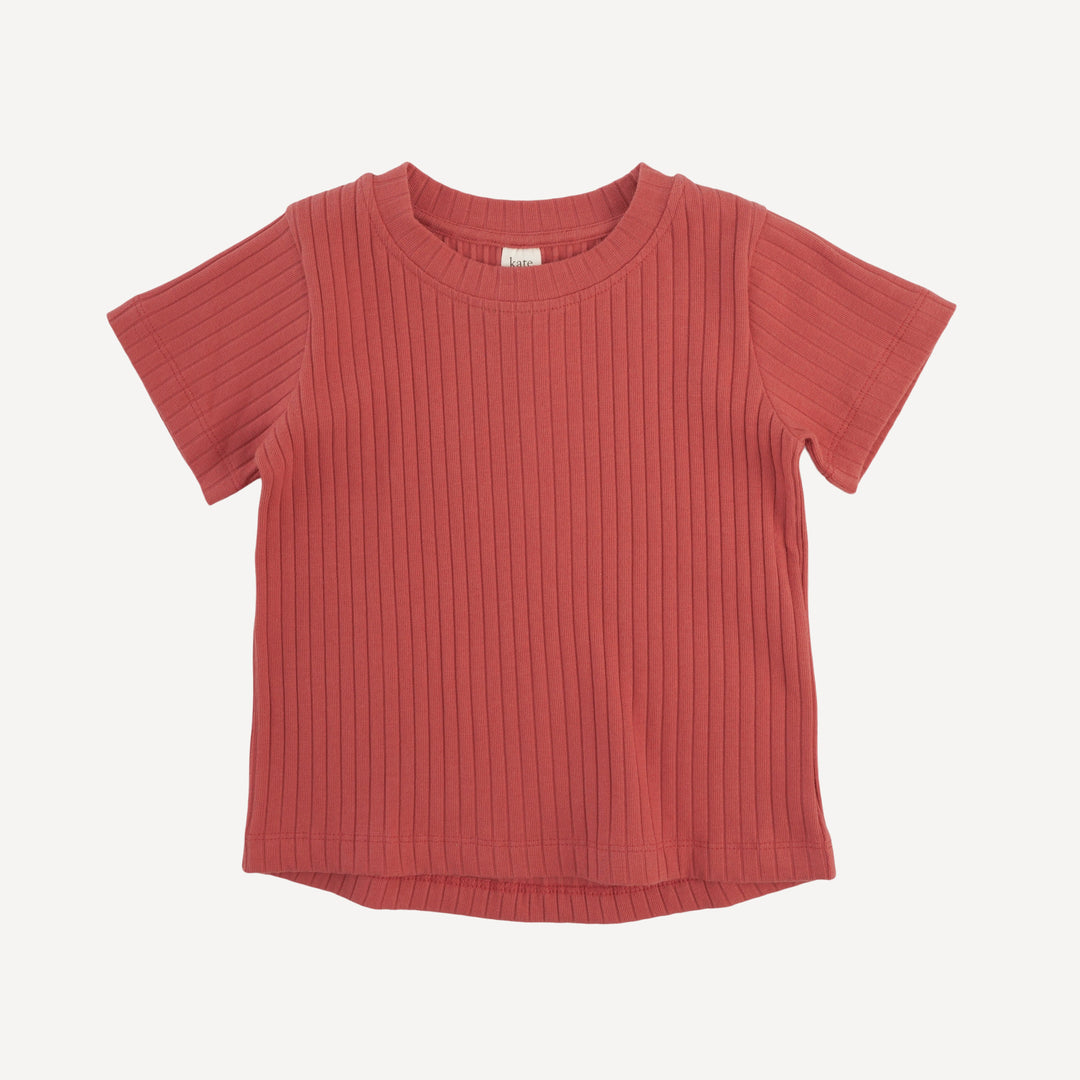 short sleeve essential boxy tee | earthen red | organic cotton wide rib