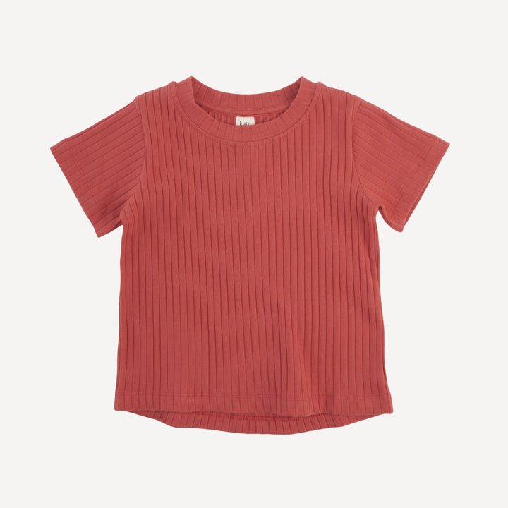 short sleeve essential boxy tee | earthen red | organic cotton wide rib