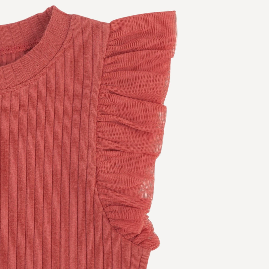 100 acre wood tulle flutter tee | earthen red | organic cotton wide rib