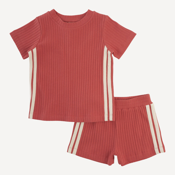 andrew short set | earthen red | organic cotton wide rib