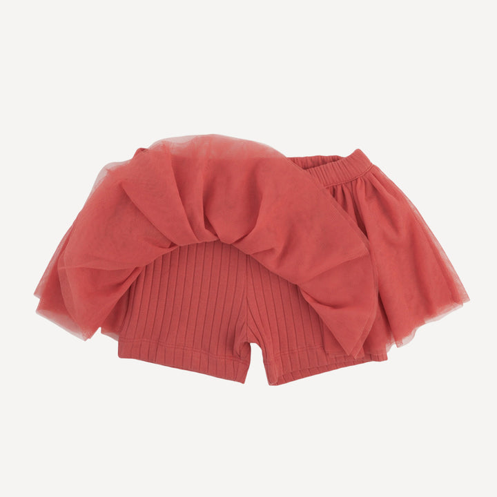 tulle ballerina tutu short | earthen red | organic cotton wide rib