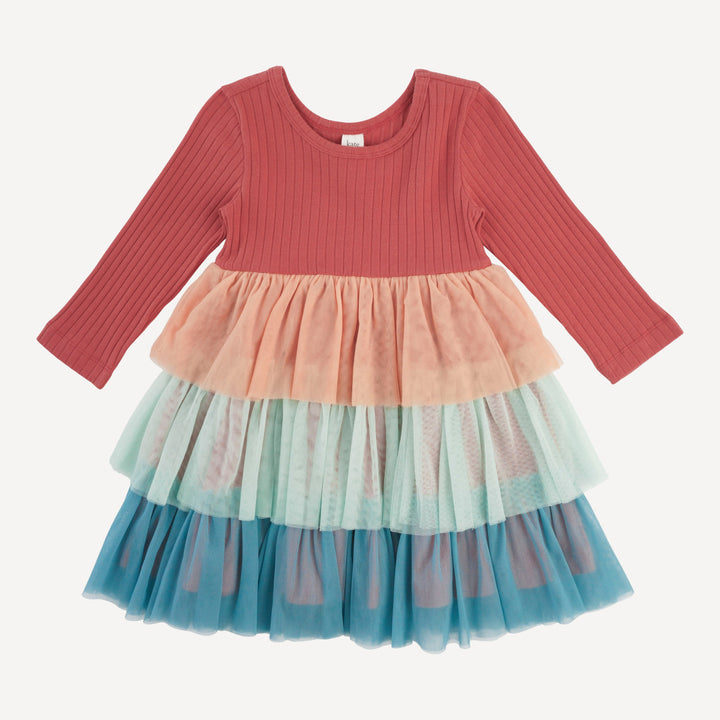 long sleeve vianney dress | earthen red | organic cotton wide rib