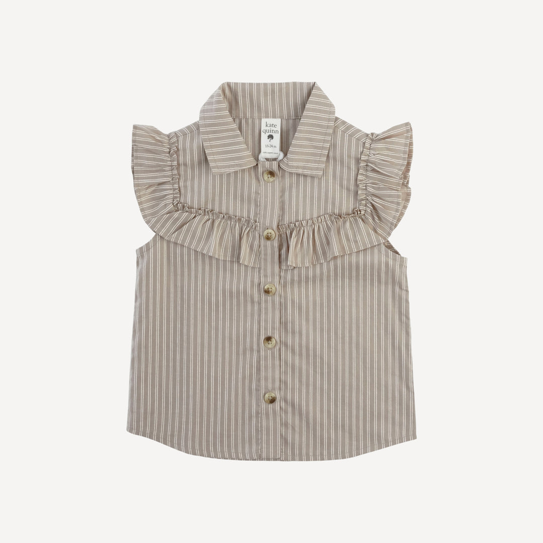 sleeveless goldilocks top | earthy pinstripe | organic cotton woven