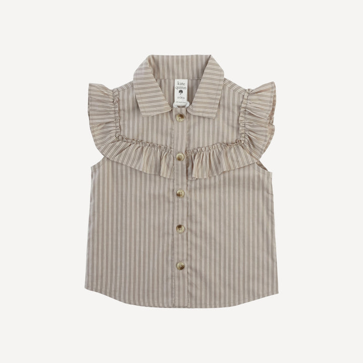sleeveless goldilocks top | earthy pinstripe | organic cotton woven
