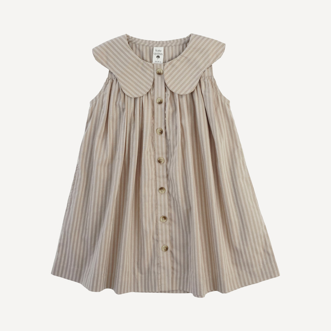 olive dress | earthy pinstripe | organic cotton woven