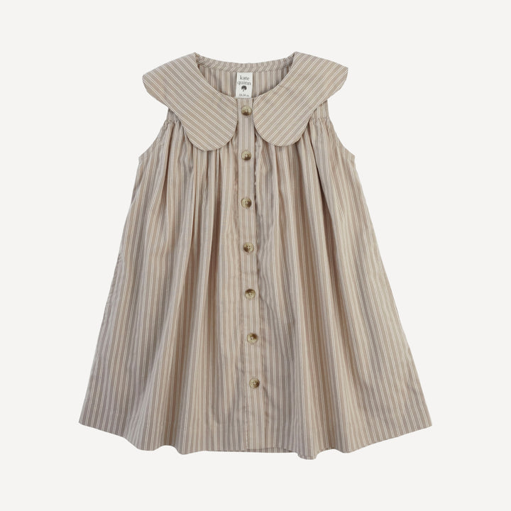 olive dress | earthy pinstripe | organic cotton woven