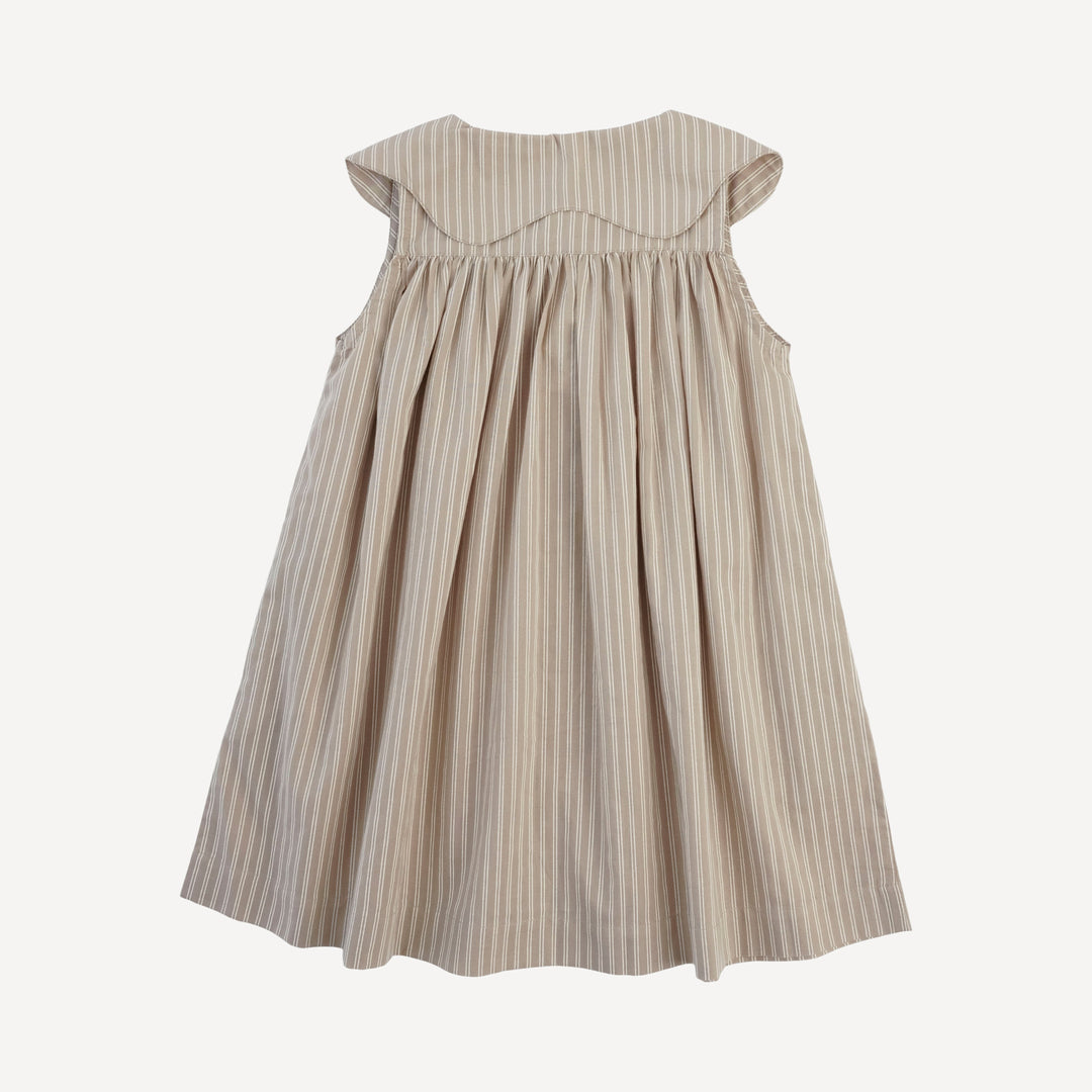 olive dress | earthy pinstripe | organic cotton woven