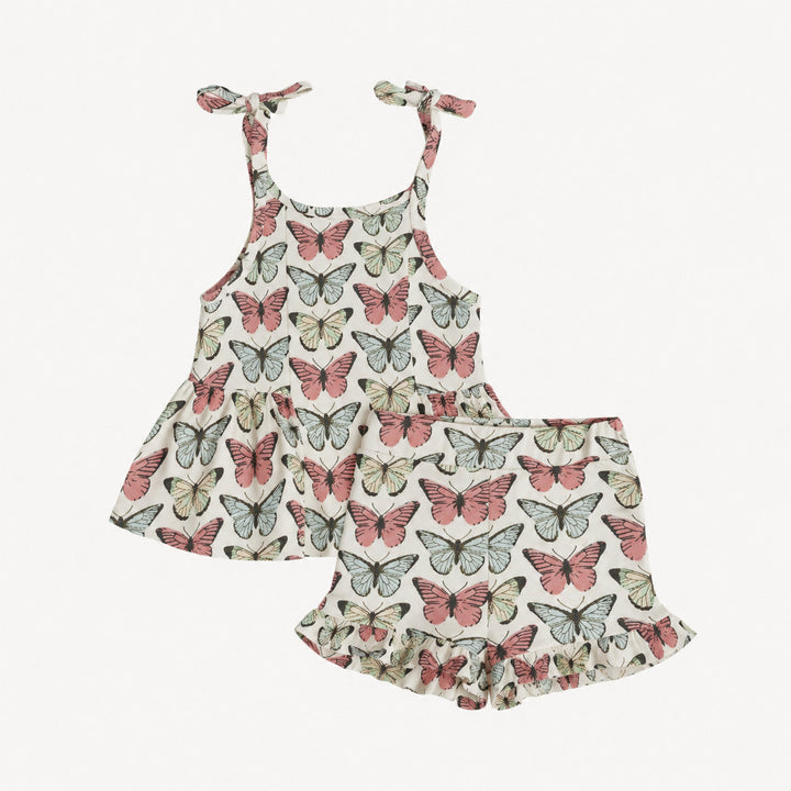 PREORDER spaghetti tie ballerina top + short set | butterflies | modal