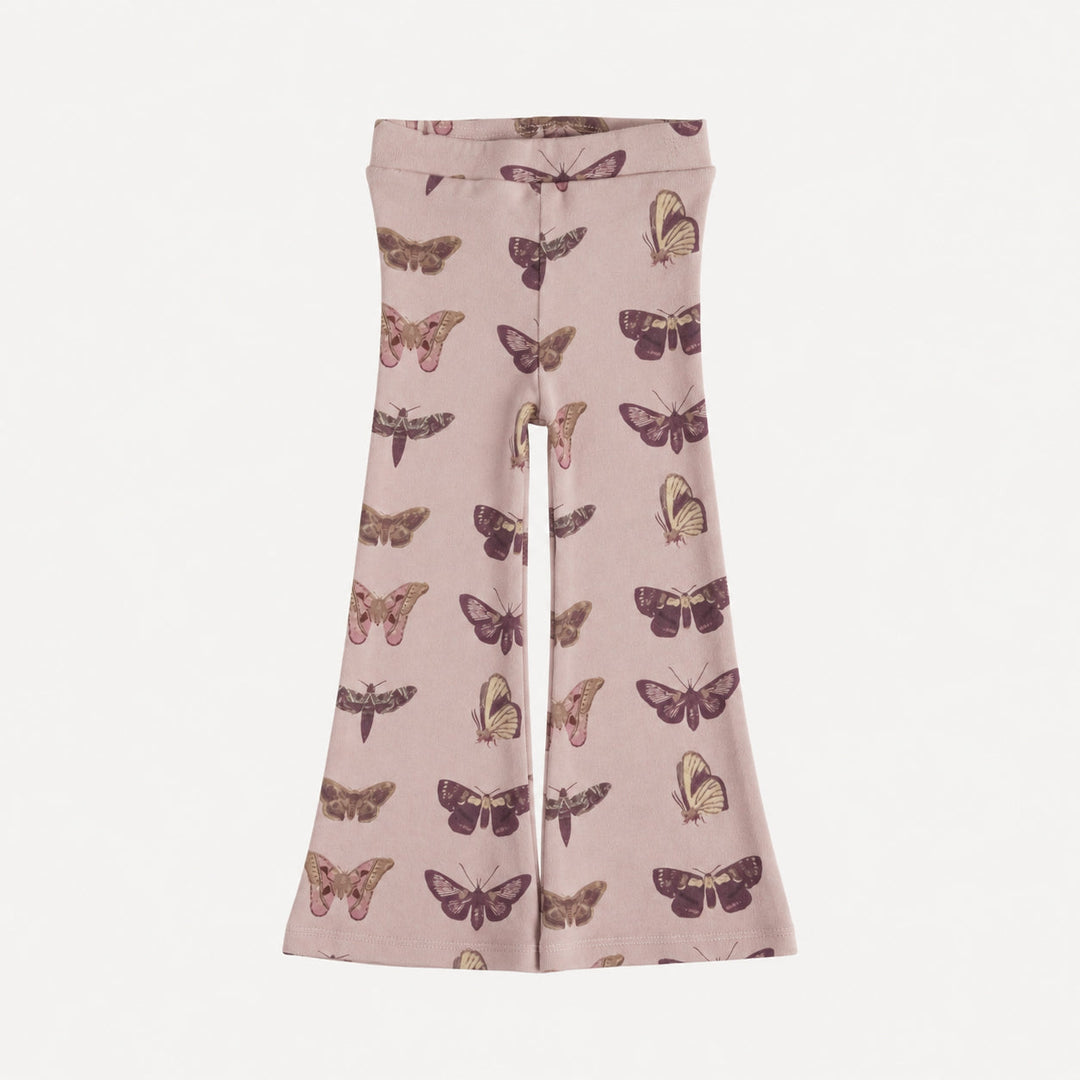 PREORDER flare leg pant | purple moths | organic cotton interlock