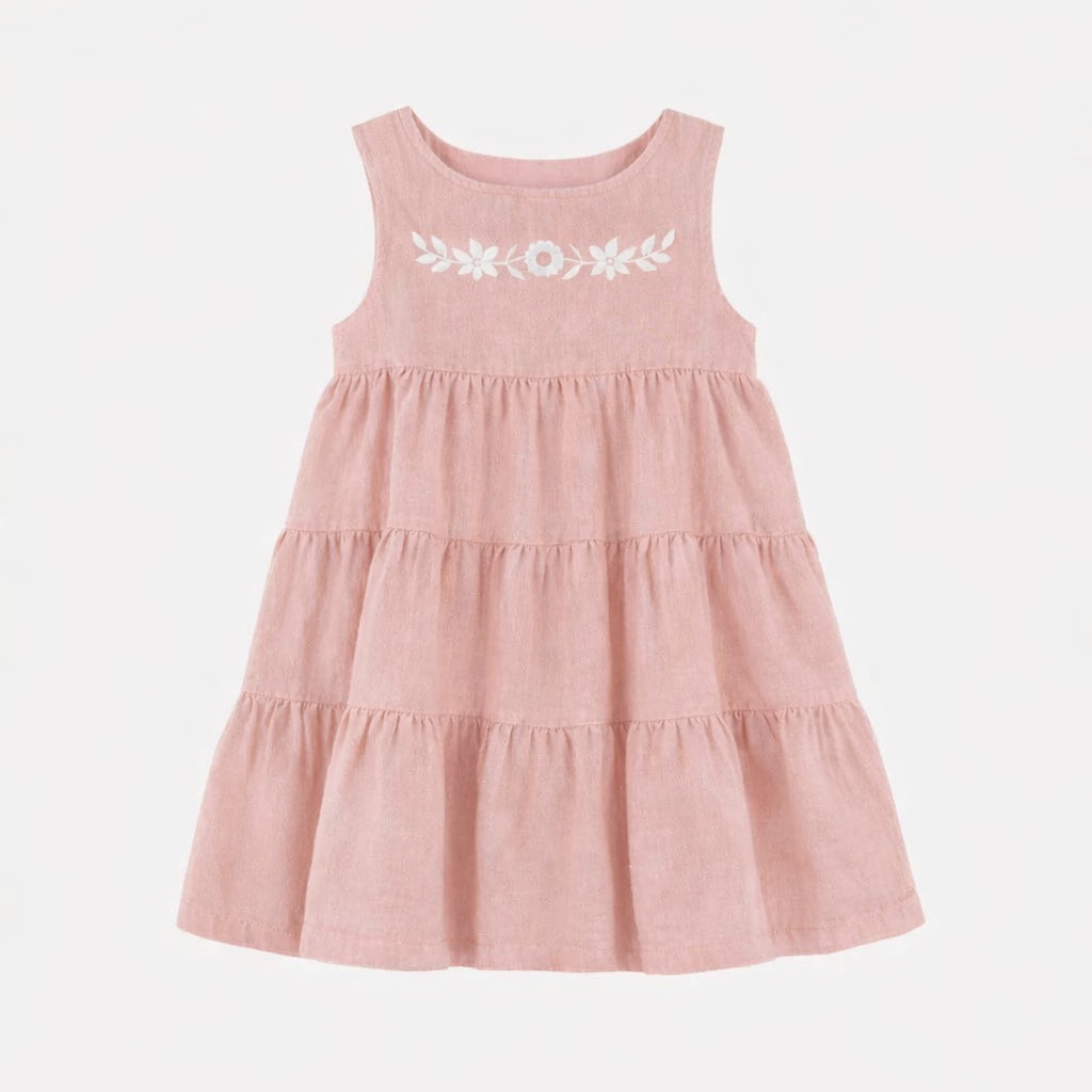 fiesta embroidered dress | rose smoke | organic cotton gauze