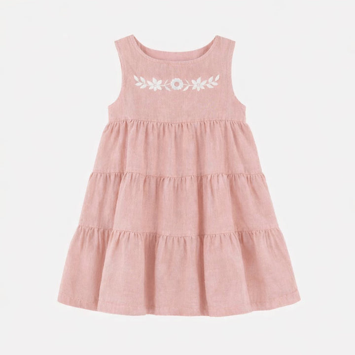 fiesta embroidered dress | rose smoke | organic cotton gauze