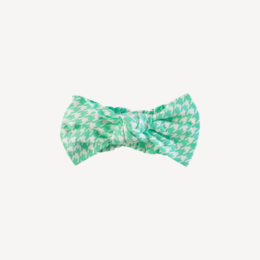 large elastic bow headband | mint houndstooth | bamboo