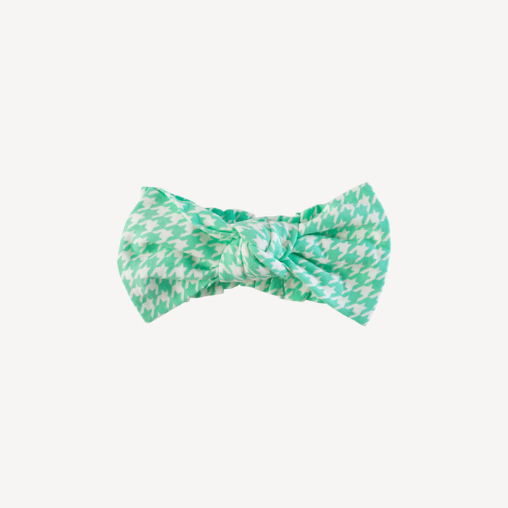 large elastic bow headband | mint houndstooth | bamboo