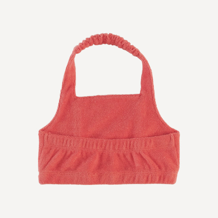 piped retro halter sunsuit | emberglow | organic cotton terry
