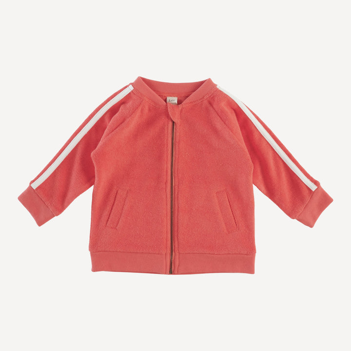 retro stripe track jacket | emberglow | organic cotton terry