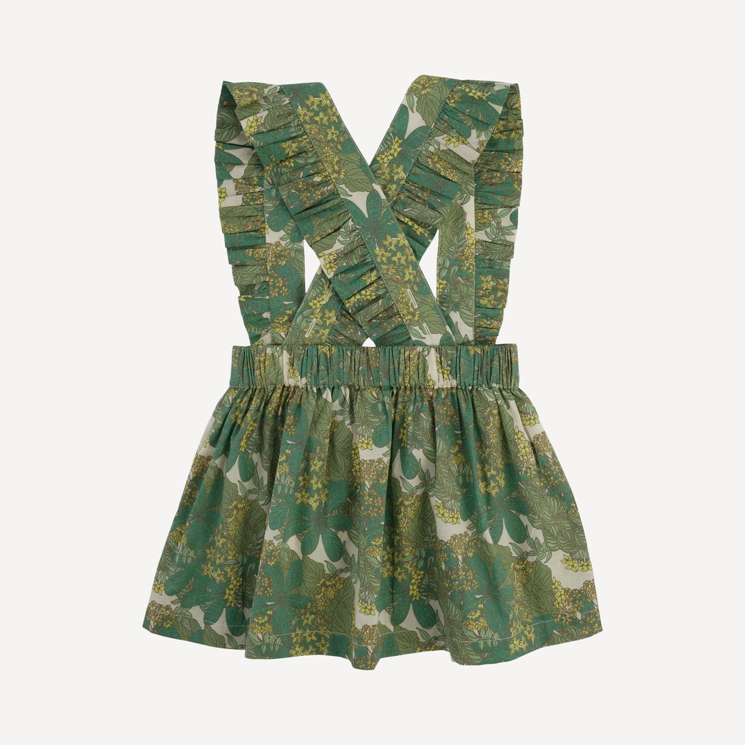 ruffle suspender skirt | endive goldilocks floral | organic cotton woven