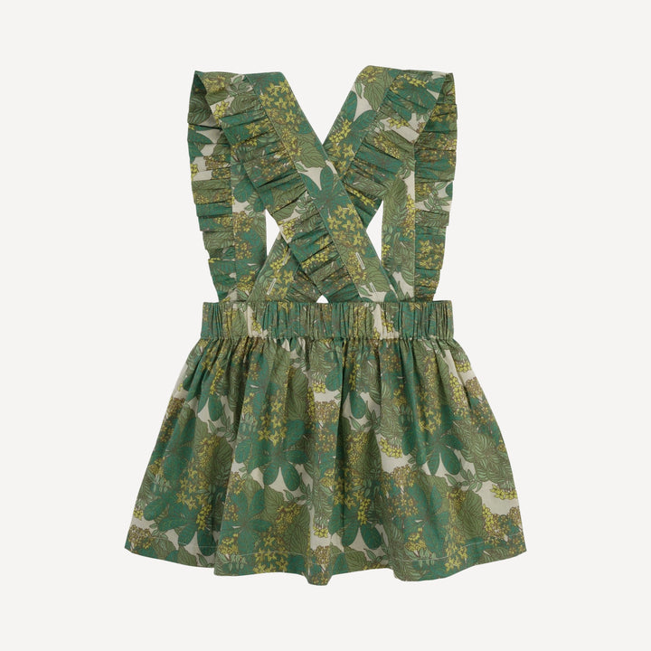ruffle suspender skirt | endive goldilocks floral | organic cotton woven