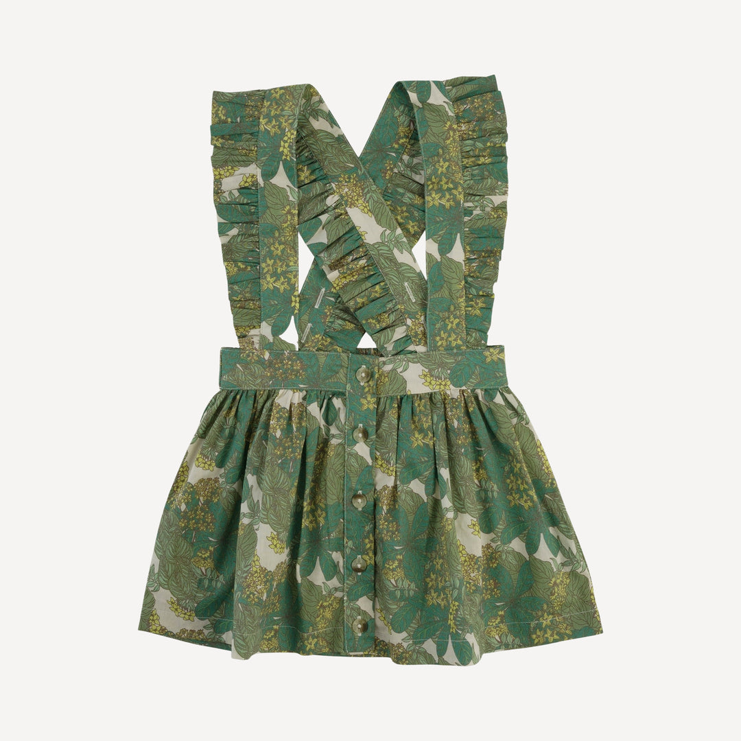 ruffle suspender skirt | endive goldilocks floral | organic cotton woven