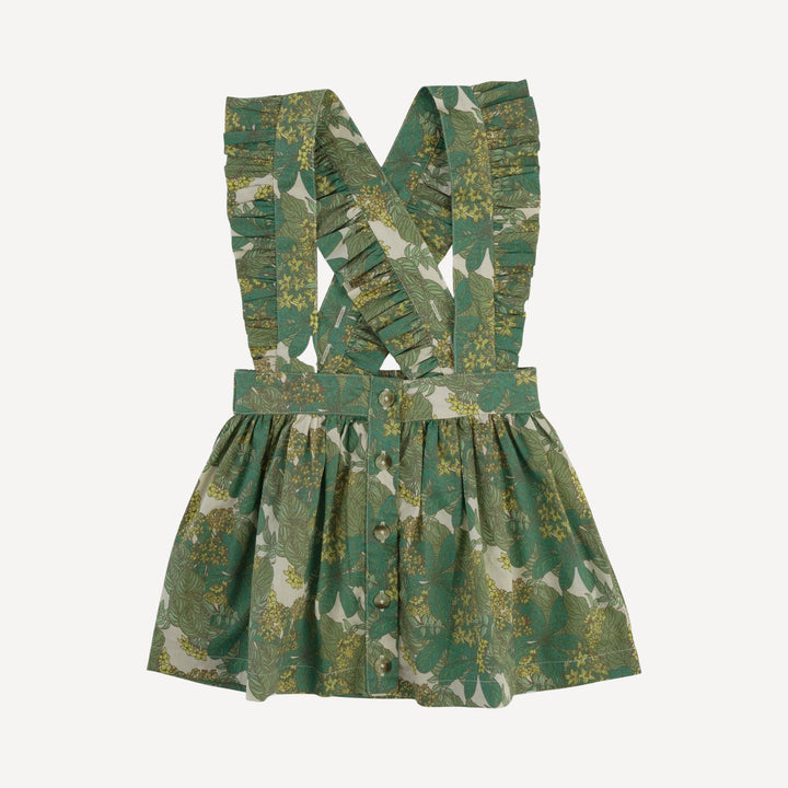 ruffle suspender skirt | endive goldilocks floral | organic cotton woven