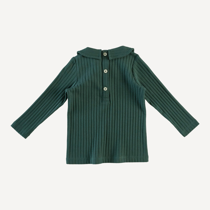 long sleeve peter pan tee | evergreen | classic rib