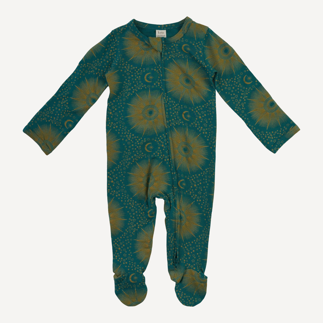 long sleeve two way zipper footie | eye in the sky | bamboo