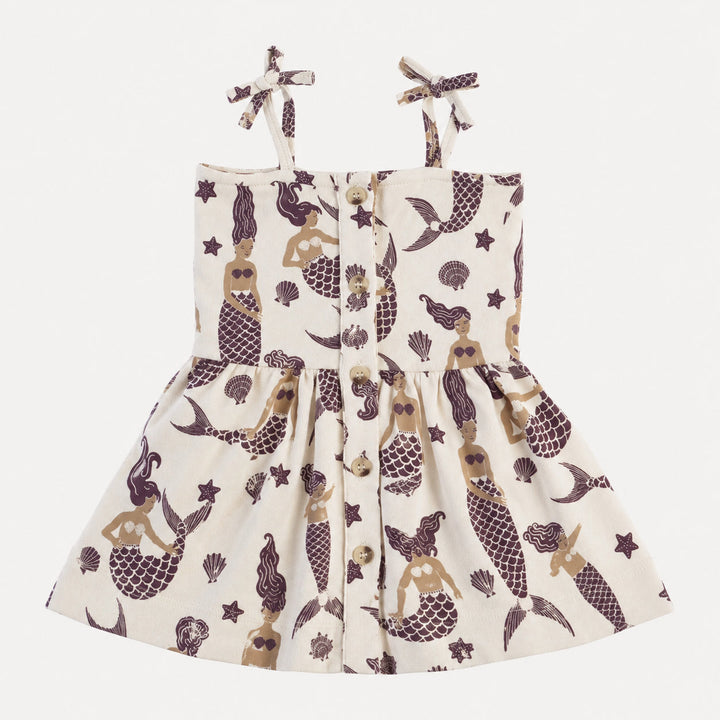 PREORDER button sun dress | purple mermaids | organic cotton interlock