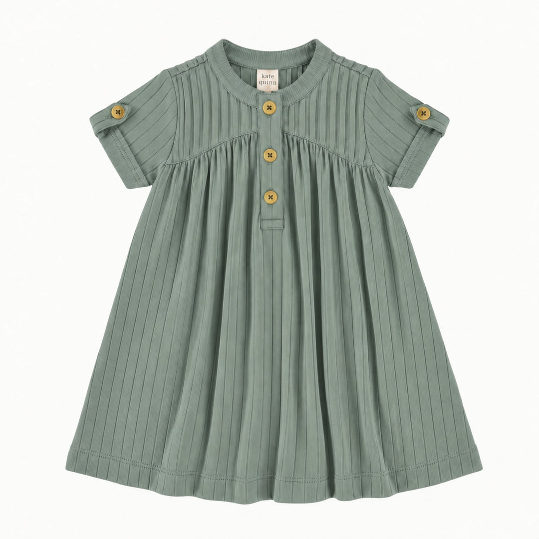 PREORDER short sleeve library dress | jadeite | woods rib