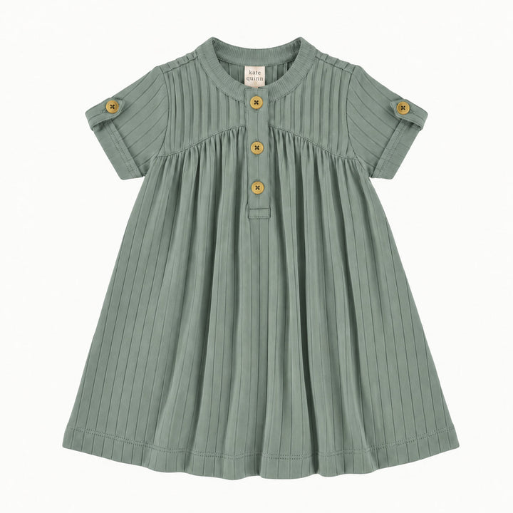 PREORDER short sleeve library dress | jadeite | woods rib