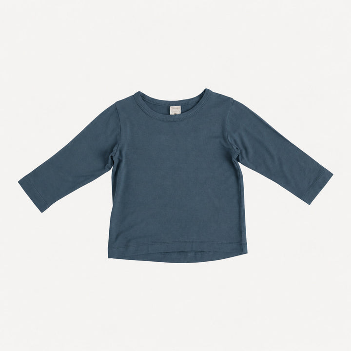 PREORDER long sleeve boxy tee | slate blue | bamboo