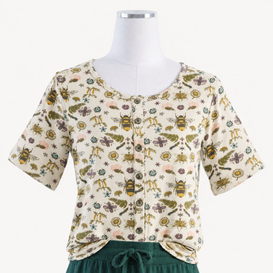 PREORDER womens skinny button down tee | litho bee | modal