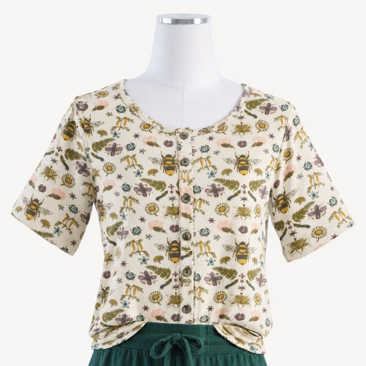 PREORDER womens skinny button down tee | litho bee | modal