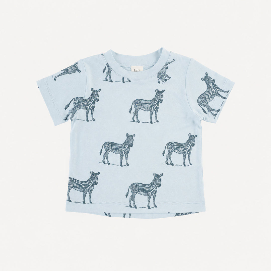 PREORDER short sleeve boxy tee | blue zebra | bamboo