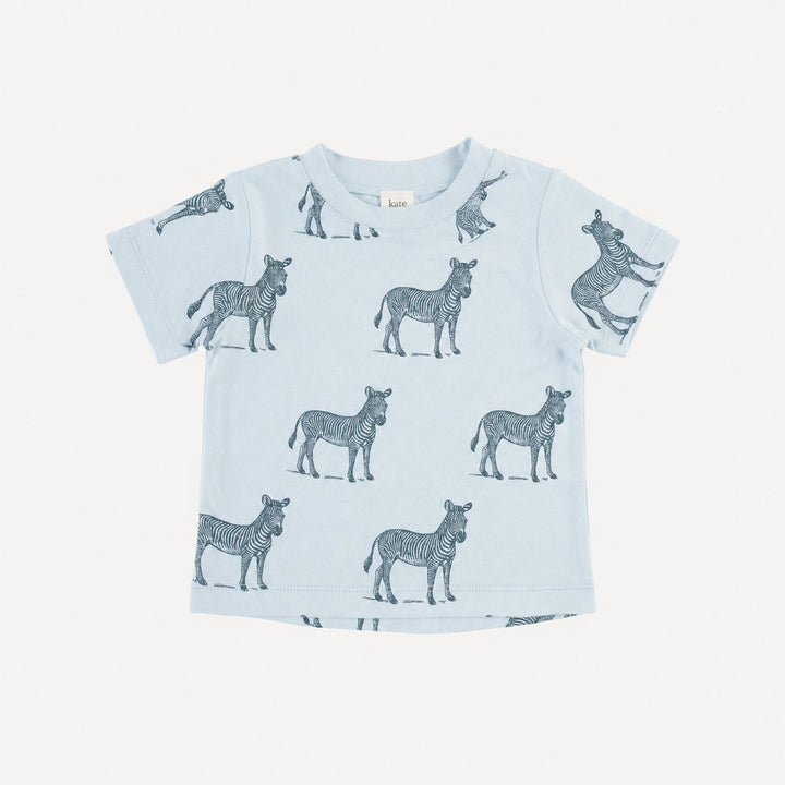 PREORDER short sleeve boxy tee | blue zebra | bamboo