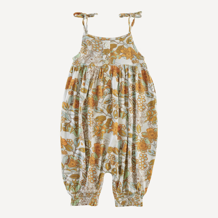 gathered smocked tie jumpsuit | farm floral | lenzing modal