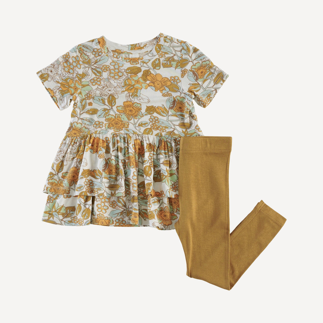 short sleeve double skirted top + legging set | farm floral | lenzing modal