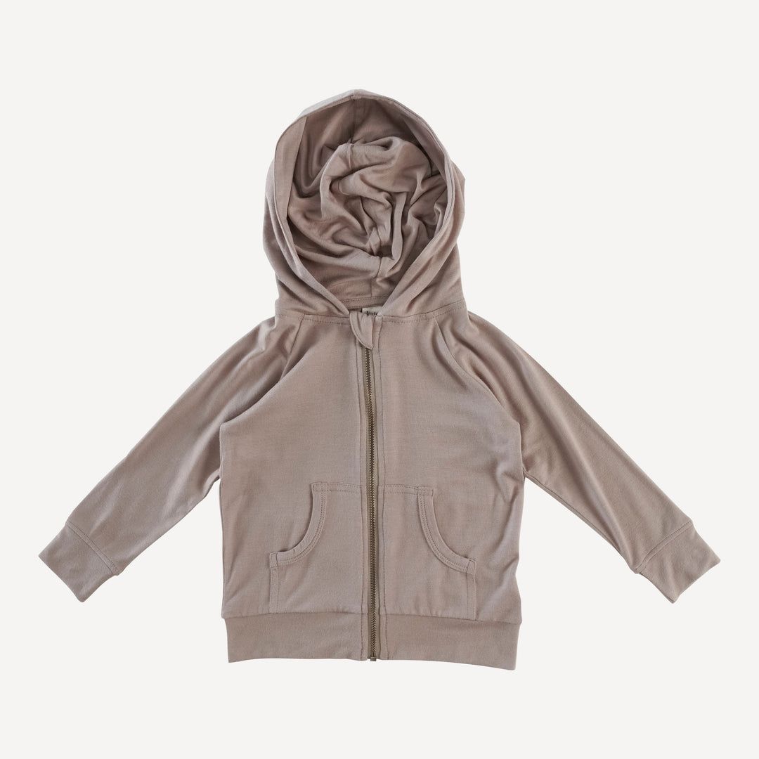 zip front pocket hoodie | fawn | bamboo