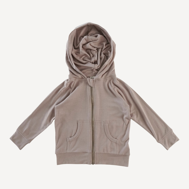 zip front pocket hoodie | fawn | bamboo