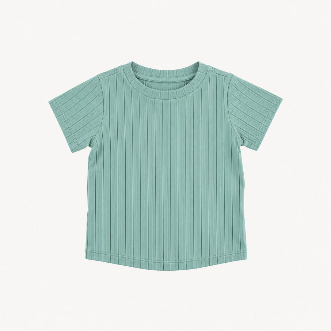 PREORDER short sleeve essential boxy tee | blue haze | woods rib